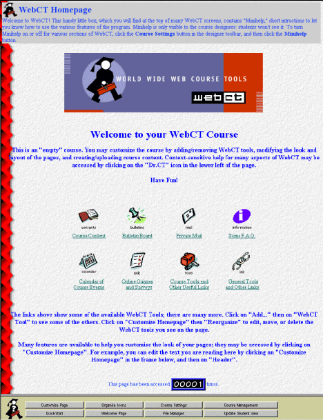 WebCT Tutorial: Homepage Design